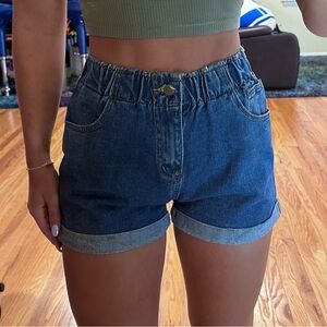 SHEIN Jean Shorts Medium. Elastic waist. Dark wash.